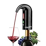 Tragbarer USB wiederaufladbarer elektrischer Weinbelüfter Dekanter, Ein-Knopf automatischer Weinspender Schnelle Sauerstoffanreicherung von Rotwein, Weinausgießer mit Staubbeutel (Schwarz)