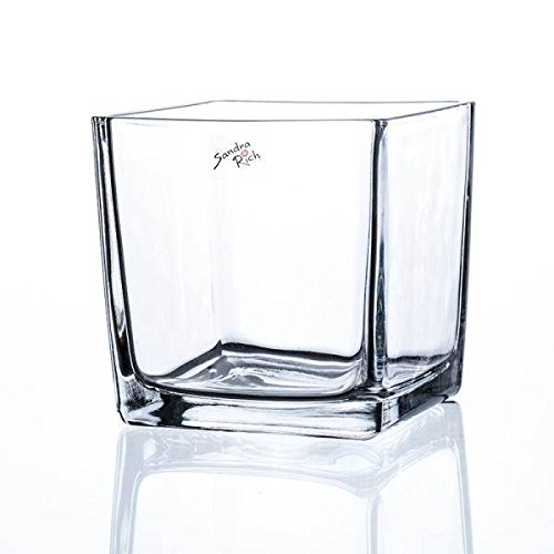 6er Set Teelichtgläser Cube H. 14cm 14x14cm Glas transparent eckig Sandra Rich