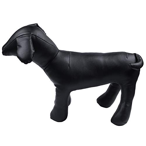 AUNEVN Leder Hund Schaufensterpuppen Stehend Stellung Hund Modelle Spielzeug Haustier Tier Geschaeft Schaufensterpuppe Schwarz M