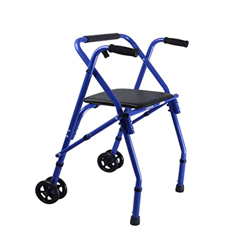 Rolling Walker für Senioren Faltbare Gehhilfe für ältere Menschen mit Rädern und Sitz, leichte Aluminium-Stufenhilfe für Erwachsene, höhenverstellbarer aufrechter Gehwagen – einfach zu monti