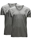 JACK & JONES Herren V-Neck T-Shirt Basic 2er Pack, Größe:XXL, Farbe:Light Grey Melange