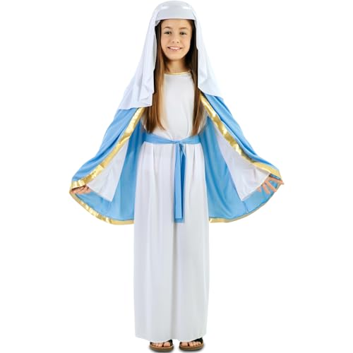 Krippenspiel Kostüm Maria für Kinder 7-12 Jahre Orient weiß blau Weihnachten (7-9 Jahre)