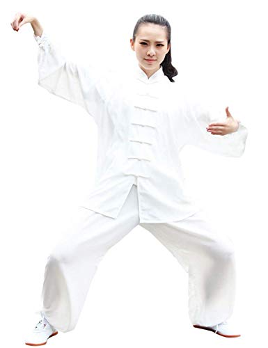 SCDXJ Tai Chi Kleidung Baumwolle Seide Männer und Frauen Praxis Kleidung Kampfsport Kleidung, Weiß - weiß - Größe: Large