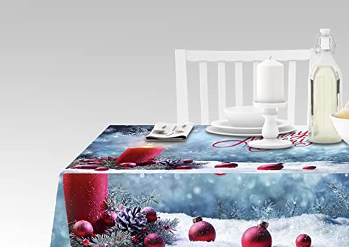 Doge Milano Tischdecke mit Digitaldruck, 100% Made in Italy Rutschfeste Tischdecke für Esszimmer, waschbar und schmutzabweisend, Weihnachtsmodell - Rivalba, cm 140x240