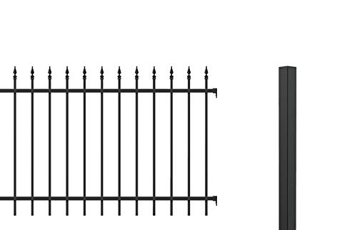 GAH Alberts Komplettset Zaun Chaussee 2 m, 1000 mm hoch, matt-schwarz, zum Einbetonieren