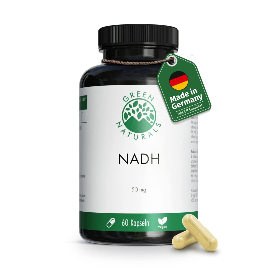 NADH 50mg - 60 Kapseln - aus deutscher Herstellung – 100% Vegan & Ohne Zusätze - Vorrat für 6 Monate