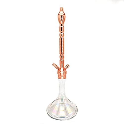 27,5-Zoll-Single-Röhre Große Wasserhaarige exquisite Roségold-Glasflasche mit Silikon-Hakenschlauch, geeignet für Familien-Versammlungen
