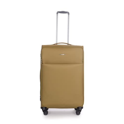 Stratic Light + Koffer Weichschale Reisekoffer Trolley Rollkoffer groß, TSA Kofferschloss, 4 Rollen, Erweiterbar, Größe L, Khaki