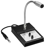 MONACOR 230280 ECM-200 Tisch-Mikrofon mit Schwanenhals, Elektret-Mikro fürDurchsagenundkleineGesprächsrunden,Sprach-Verstärkerinkl.Pop-Schutz,inSchwarz/Silber