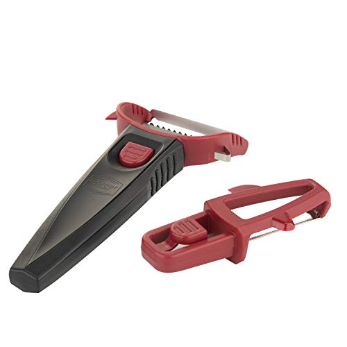 Börner Multi Peeler - Pendelschäler - Julienne-Aufsatz für Gemüsenudeln - 3er Set (rot/schwarz)