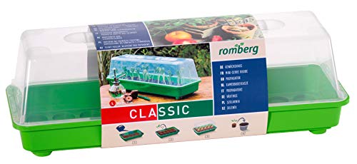 Romberg Gewächshaus L (Farbe grün, Wasserrinnen, Vertiefungen, Schieberegler in der Haube, Kunststoff PAK-frei) 10094104