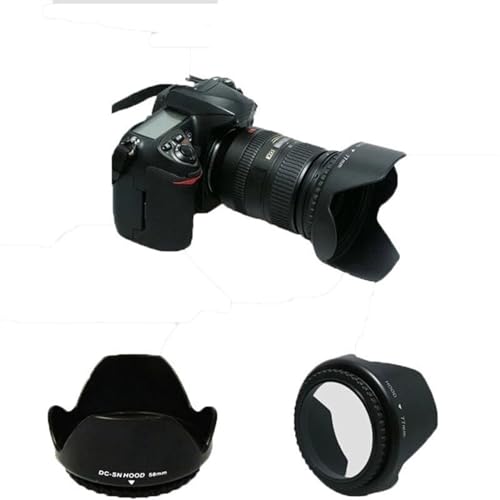 10 Stück Universal Digitalkamera Schwarz Blumenform Gegenlichtblende, for Nikon for Canon 18-55 58 mm Schraube Spirale 58 mm