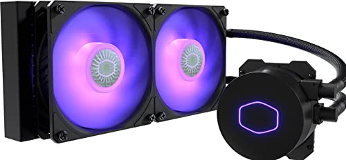 Cooler Master MasterLiquid ML240L V2 RGB CPU-Flüssigkeitskühler - RGB Beleuchtung mit starken Lichteffekten, 120 mm-SickleFlow-Kühlerlüfter (2 im Lieferumfang enthalten), schwarz