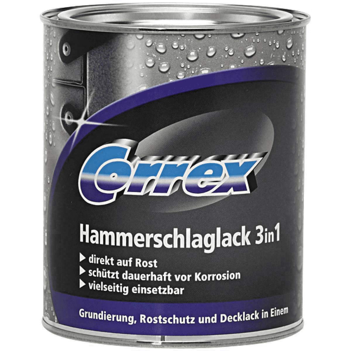 Correx 135060675500080 Correx Hammerschlaglack 3in1, 750 ml, Silber