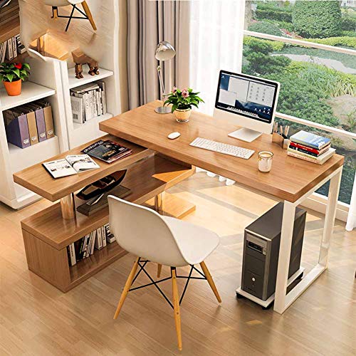 KANBUN Eck-Desktop-Computertisch, kreatives Zuhause, einteiliger Schreibtisch, Bücherregal, Eck-Bücherregal, Mehrzweck-Kombination, drehbarer Schreibtisch, B, 100 x 50 x 74 cm
