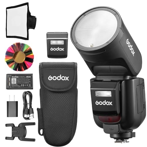 Godox V1Pro N Rundkopf-Kamerablitz, 2,4 G X, kabellos, HSS 76 Ws, i-TTL, Li-Ion, Rundkopf-Kamera, Speedlight mit externem Blitz, SU-1 für Nikon