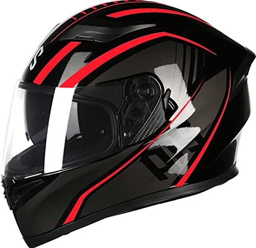 Motorradhelm Mit Doppel-Sonnenvisier-Vollhelm ECE Zertifiziert Klapphelm Integrierter Anti-Fog-Doppelspiegel Helm Für Erwachsene Männer Und Frauen 14,XL
