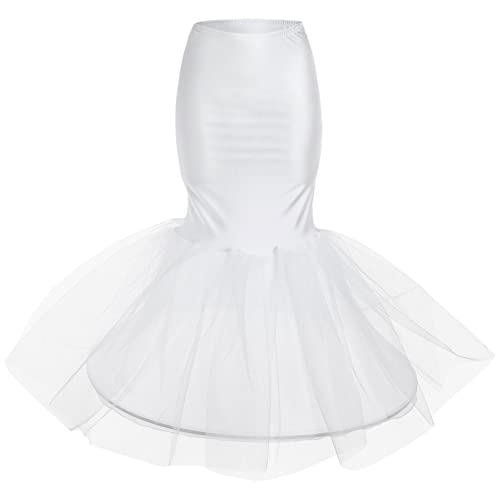 Amosfun Fashion Fishtail Damen Hüfttasche Hüfte Weiß Slip Unterrock Braut Hochzeit Kleid Petticoat (weiß), weiß, M