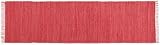 Theko | Dhurry Teppich aus 100% Baumwolle Flachgewebe Teppich Happy Cotton | handgewebt | Farbe: Rot | 70x250 cm