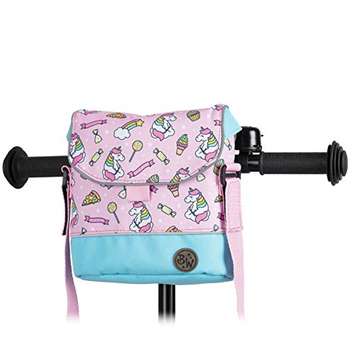 BambinIWelt Lenkertasche für Roller und Fahrrad, Fahrradtasche für Kinder, wasserabweisend, mit Schultergurt (Modell 20)