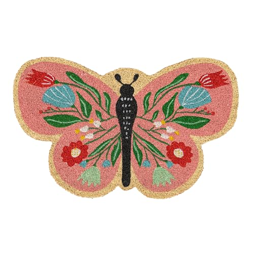 FISURA - Fußmatte Eingangshalle Schmetterling aus Kokosnuss mit Rutschfester PVC-Rückseite. Fußmatte mit origineller Form. Größe: 65 cm x 40 cm x 1,5 cm.