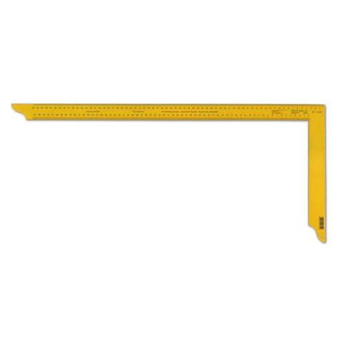 DEWEPRO Zimmermannswinkel 700mm mit zweiseitiger Teilung - gelb pulverbeschichtet - flacher Metallwinkel - mit Aufhängeloch