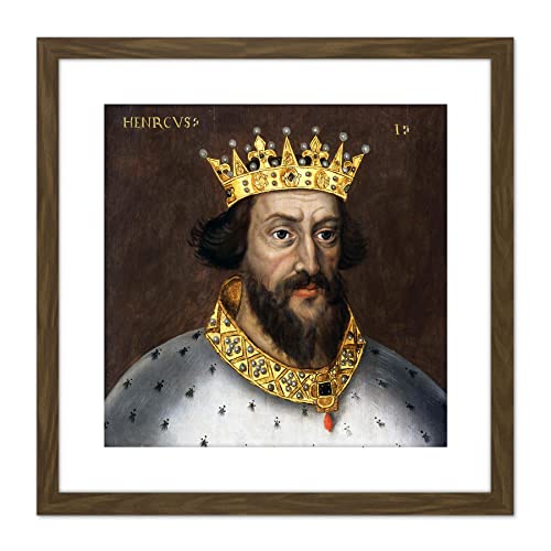 Anonymous Portrait King Henry I England Painting 9X9 Inch Square Wooden Framed Wall Art Print Picture with Mount