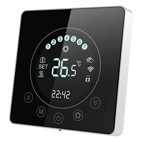 SWAREY Smart WiFi-Thermostat, Raumthermostat mit Touchscreen Digitaler Programmierbarer, APP-Steuerung, kompatibel mit Alexa, Google Home, Elektrische Fußbodenheizung, für Home, School, Office, Hotel