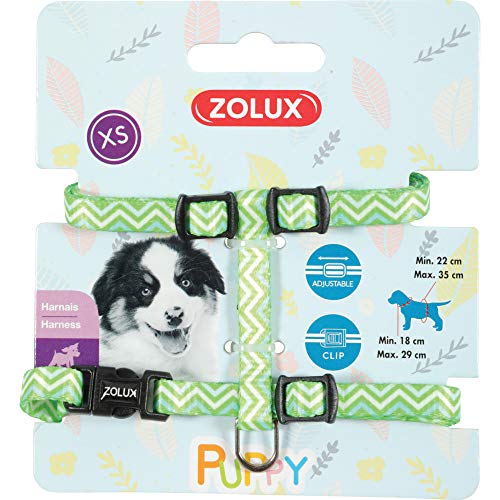 Zolux - Gurtzeug XS Puppy Pixie. 8 mm. 18 bis 29 cm. grüne Farbe. für Welpen - ZO-466743VER