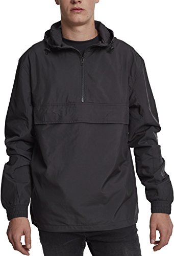 Urban Classics Herren Windbreaker Basic Pull-Over Jacket, leichte Streetwear Schlupfjacke, Überziehjacke für Frühjahr und Herbst - Farbe black, Größe 3XL