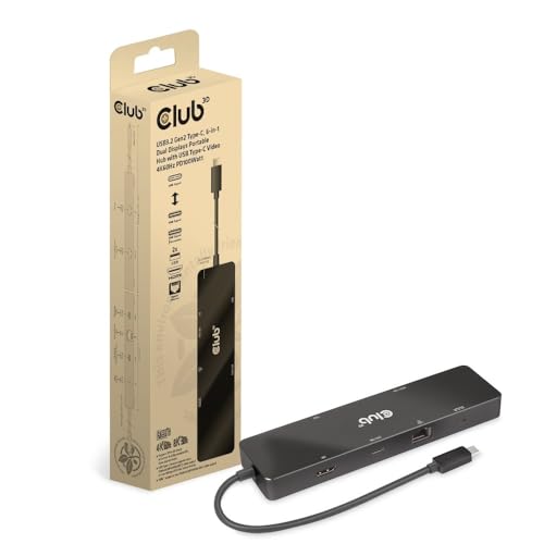 Club3D CSV-1584 6-in-1 USB3.2 Gen2 Typ-C Dual Displays Portable Dock mit USB Typ-C Video 4K60Hz