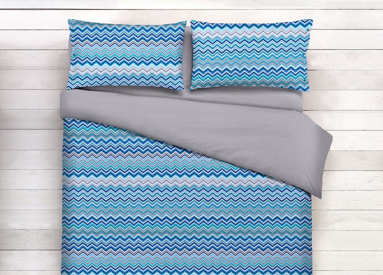 Web Linen Bettbezug für Einzelbett, 100% Baumwolle, Bettbezug Design Bay, Hellblau