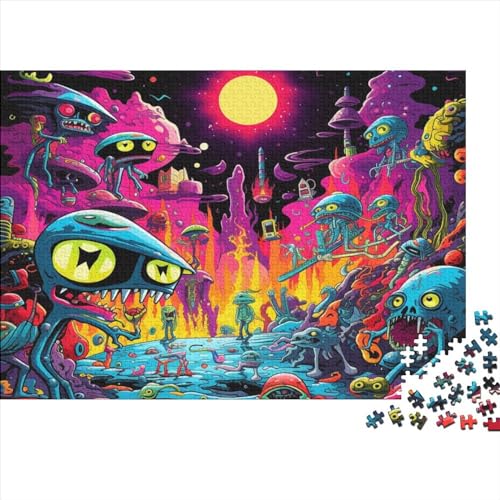 Cartoon Alien 500-teiliges Holzpuzzle, Lernpuzzle, Familienspiel Für Erwachsene Und Kinder 500pcs (52x38cm)