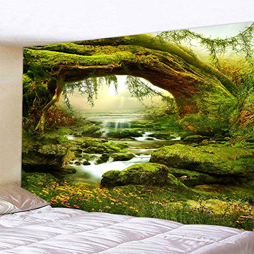 Naturer Wald Wandteppich Himmel in Wald 180x230cm Wandbehang Tapisserie Boho Psychedelic Wandtuch Hausdeko für Wohnzimmer Schlafzimmer