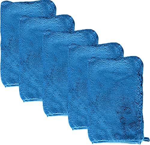 DELLWING 5X Waschhandschuh Mikrofaser „Interior“ – Premium Waschhandschuh zum Auto waschen/für den Haushalt/zur Autopflege - Ultra weich mit dichten Fasern – KFZ-Pflege