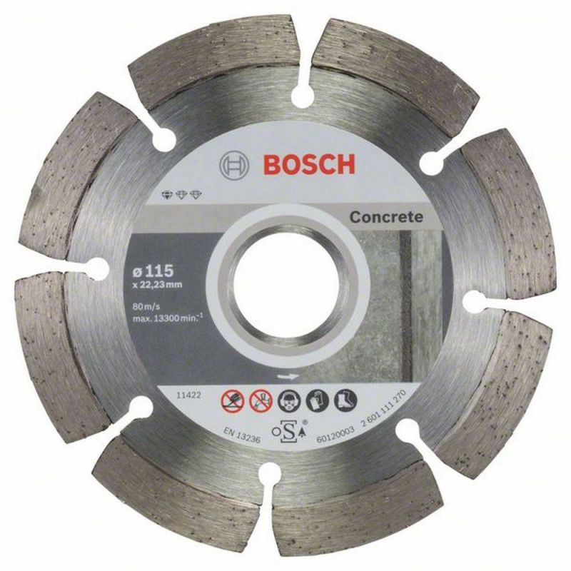 Bosch Diamanttrennscheibe Standard for Concrete, 115 x 22,23 x 1,6 x 10 mm, 10er-Pack 2608603239