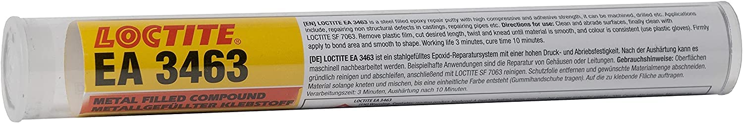 LOCTITE EA 3463, knetbarer Epoxid Stick für Notfall-Reparaturen, knetbarer 2K-Kleber mit hoher Druckfestigkeit, Epoxidharz-Klebstoff für vielseitige Reparaturen, 1x114g