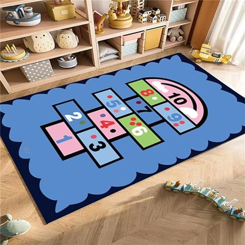 keephen Karikatur-Druck-Nummer Hopscotch-Matte weiche Kinderspielbereich Teppiche Hopscotch-Bodenteppiche für Schlafzimmer Spielzimmer