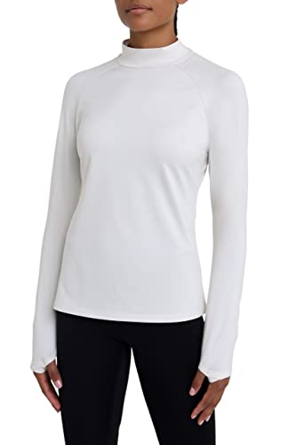 TCA SuperThermal Laufshirt Damen Langarm - Funktionsshirt Baselayer - Marshmallow (Weiß), S