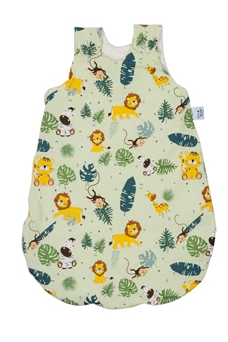 pic Bear Premium Babyschlafsack aus Jersey-Baumwolle – Atmungsaktiv, Mitwachsend und für Ganzjahres-Nutzung mit verstellbaren Größen (Zoo Animals, 50/56)