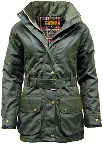 GAME Cantrell Padded Antique Ladies Waxed Jacket Olive