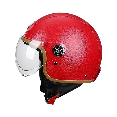 Motorradhelm Open Face Half Face Bluetooth Helm Vintage Motorradhelm Leichter Motorradhelm Street Motocross Racing Helm Damen Herren C,L (58-59cm)