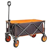Portal Folding Collapsible Wagon Utility Pull Cart mit Universal-Rädern Stahlrahmen für Outdoor-Garten Sport Camping Einkaufen Lebensmittel, hält 220 lbs,Orange
