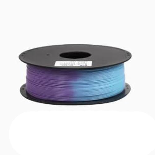 Cmnsjl 3D-Druck-Verbrauchsmaterial, Temperaturänderung 2-Farben PLA+1,75 mm Wärmeempfindlichkeitsdraht, 3D-Linie-Material FDM-Alterungswiderstandsgenauigkeit +/- 0,03 mm, 1 kg Spule,Purple Turns Blue