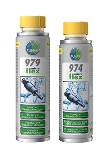 TUNAP PRAKTISCHES Set MICROFLEX 979 INJEKTOR DIREKT-Reiniger Benzin Injektor-Reiniger 300ml + 974 INJEKTOR DIREKT-Schutz Benzin