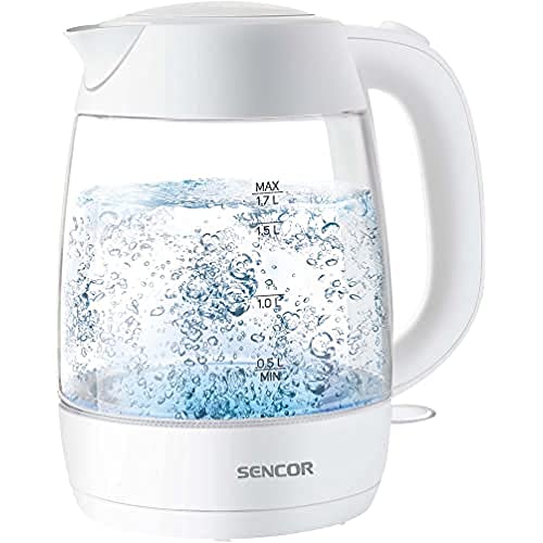 Sencor SWK 7300WH Wasserkocher aus Glas mit 1,7 Liter Fassungsvermögen - Edelstahl