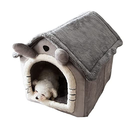 Anoudon Katzenhöhlenbett, warmes und gemütliches Plüsch Katze Iglu waschbares Hundebett mit abnehmbarem Kissen verbessert den Schlaf, faltbares Katzenhaus