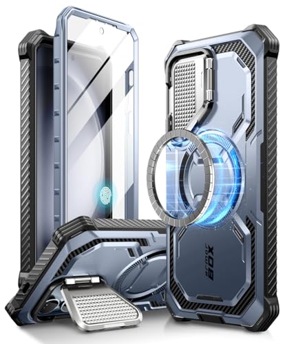 i-Blason Armorbox Hülle für Samsung Galaxy S24 Plus 5G mit Kameraschutz, Bumper Case 360 Grad Handyhülle Robust Schutyhülle mit Displayschutz und Ständer 2024 Ausgabe (Blau)