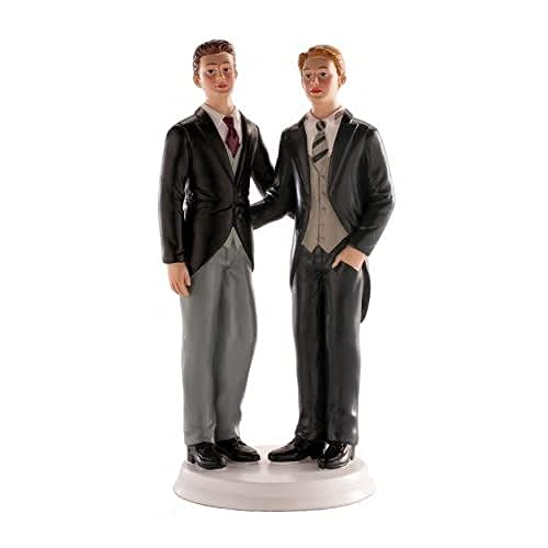 Dekora 305008 - Männliches Brautpaar Figur für Hochzeitstorte 19 cm, Schwarz/Weiß