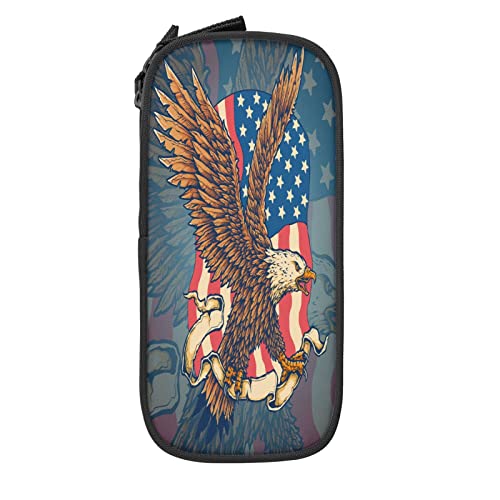 Amerikanische Flagge Adler Federmäppchen Große Kapazität Langlebig Federmäppchen Aufbewahrung Federmäppchen Mit Reißverschlusstasche Box Stationäres Etui